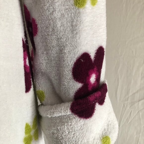 Floral Fleece Cozy Robe White Multicolor - Picture 9 of 12